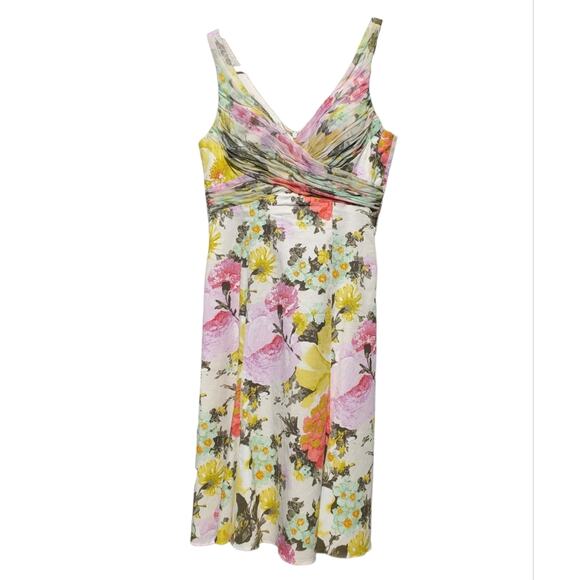 RICKIE FREEMAN for TERI JON Floral Cotton Dress Sz 10 has a lining flaw - Picture 1 of 13